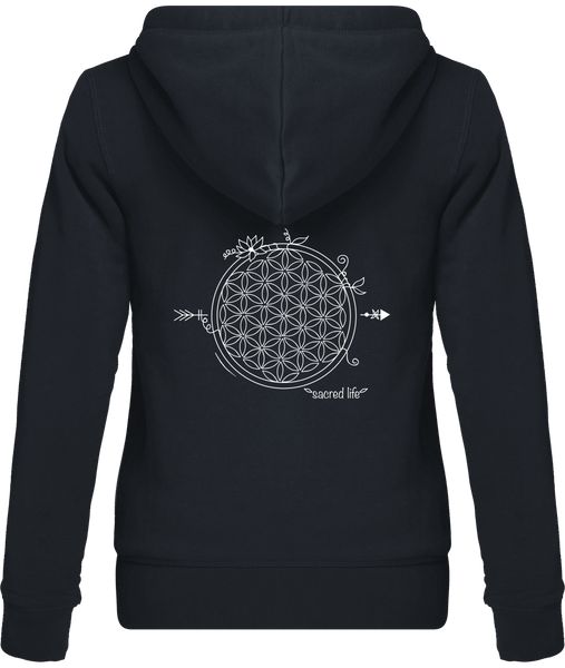 Sweat zippé à capuche "Fleur de vie"